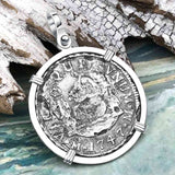 El Cazador Shipwreck 1747 RARE Pillar Dollar 2 Reale Piece of 8 Sterling Silver Pendant