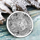 El Cazador Shipwreck 1747 RARE Pillar Dollar 2 Reale Piece of 8 Sterling Silver Pendant