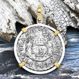 El Cazador Shipwreck 1749 RARE Pillar Dollar 2 Reale Piece of 8 14K Gold and Sterling Silver Pendant