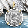 El Cazador Shipwreck 1768 RARE Pillar Dollar 2 Reale Piece of 8 14K Gold and Sterling Silver Pendant