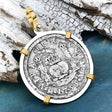El Cazador Shipwreck 1755 RARE Pillar Dollar 2 Reale Piece of 8 14K Gold and Sterling Silver Pendant