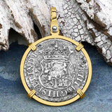 El Cazador Shipwreck 1771 RARE Pillar Dollar 2 Reale Piece of 8 14K Gold Pendant