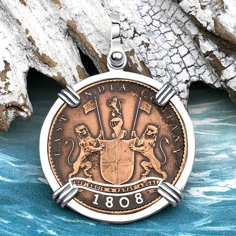 Admiral Gardner Shipwreck Ten Cash Coin Grade 1+ Sterling Silver Pendant