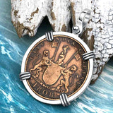 Admiral Gardner Shipwreck Ten Cash Coin Grade 1+ Sterling Silver Pendant
