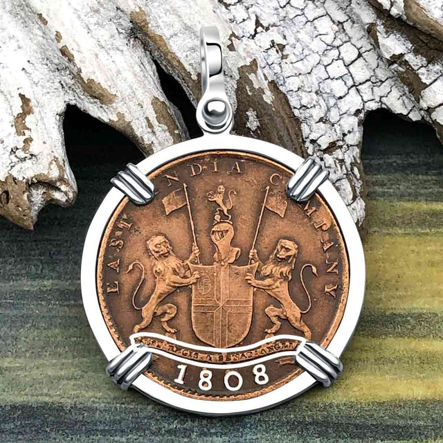 Admiral Gardner Shipwreck Ten Cash Coin Grade 1+ Sterling Silver Pendant