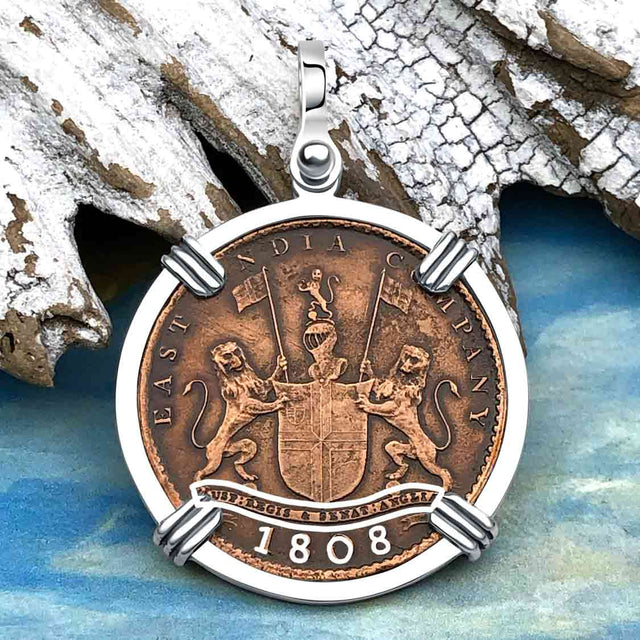 Admiral Gardner Shipwreck Ten Cash Coin Grade 1+ Sterling Silver Pendant