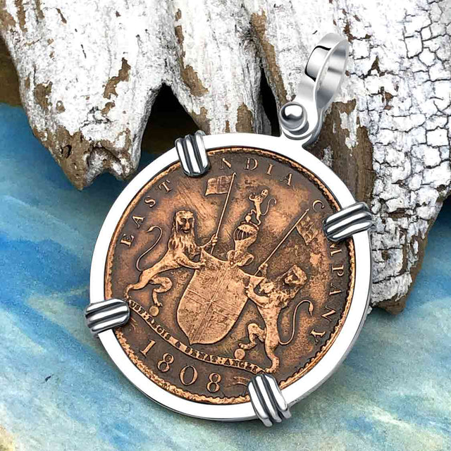 Admiral Gardner Shipwreck Ten Cash Coin Grade 1+ Sterling Silver Pendant
