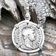 Roman Empire Silver Denarius Coin of Hadrian, the Builder 134 AD Sterling Silver Pendant
