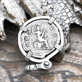 Roman Empire Silver Denarius Coin of Hadrian, the Builder 134 AD Sterling Silver Pendant