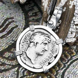 Roman Empire Silver Denarius Coin of Hadrian, the Builder 126 AD Sterling Silver Pendant