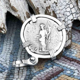 Roman Empire Silver Denarius Coin of Hadrian, the Builder 119 AD Sterling Silver Pendant