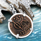 VOC - Dutch East India Company Shipwreck - I Struggle and Survive - 1739 1 Duit Sterling Silver Pendant