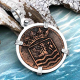 VOC - Dutch East India Company Shipwreck - I Struggle and Survive - 1739 1 Duit Sterling Silver Pendant
