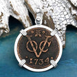 VOC - Dutch East India Company Shipwreck - I Struggle and Survive - 1734 1 Duit Sterling Silver Pendant