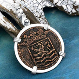 VOC - Dutch East India Company Shipwreck - I Struggle and Survive - 1734 1 Duit Sterling Silver Pendant