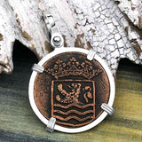 VOC - Dutch East India Company Shipwreck - I Struggle and Survive - 1736 1 Duit Sterling Silver Pendant
