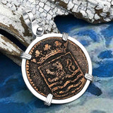 VOC - Dutch East India Company Shipwreck - I Struggle and Survive - 1749 1 Duit Sterling Silver Pendant