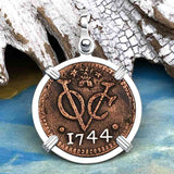 VOC - Dutch East India Company Shipwreck - I Struggle and Survive - 1744 1 Duit Sterling Silver Pendant
