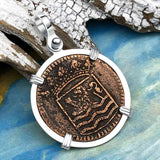 VOC - Dutch East India Company Shipwreck - I Struggle and Survive - 1744 1 Duit Sterling Silver Pendant