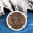 VOC - Dutch East India Company Shipwreck - I Struggle and Survive - 1745 1 Duit Sterling Silver Pendant