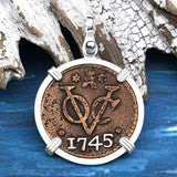 VOC - Dutch East India Company Shipwreck - I Struggle and Survive - 1745 1 Duit Sterling Silver Pendant