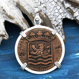 VOC - Dutch East India Company Shipwreck - I Struggle and Survive - 1745 1 Duit Sterling Silver Pendant