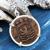 VOC - Dutch East India Company Shipwreck - I Struggle and Survive - 1745 1 Duit Sterling Silver Pendant