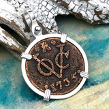 VOC - Dutch East India Company Shipwreck - I Struggle and Survive - 1735 1 Duit Sterling Silver Pendant