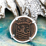 VOC - Dutch East India Company Shipwreck - I Struggle and Survive - 1735 1 Duit Sterling Silver Pendant