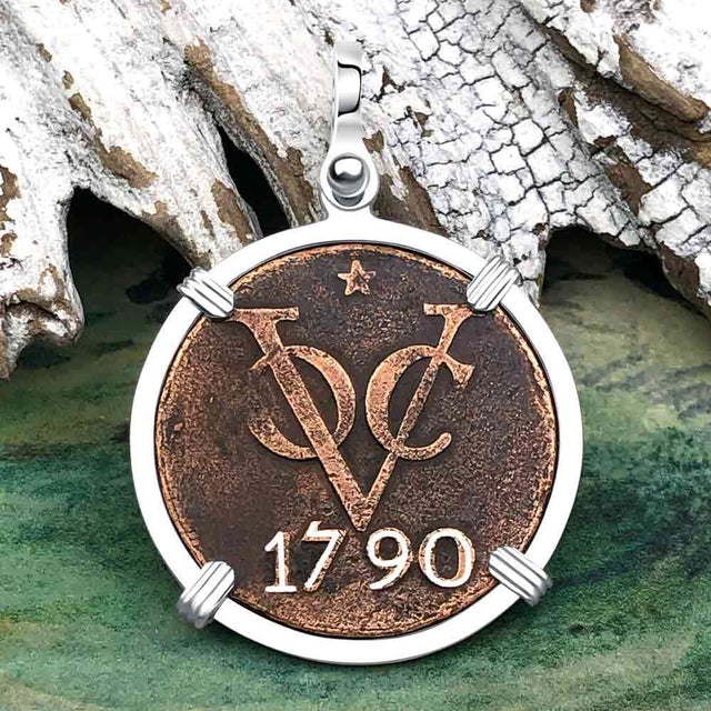 VOC - Dutch East India Company Shipwreck 1790 LARGE 2 Duit Sterling Silver Pendant