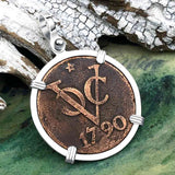 VOC - Dutch East India Company Shipwreck 1790 LARGE 2 Duit Sterling Silver Pendant