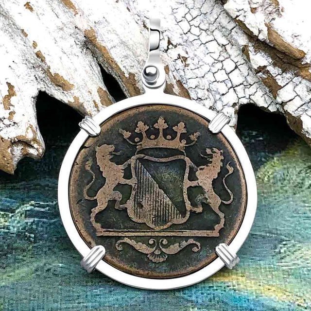VOC - Dutch East India Company Shipwreck 1790 LARGE 2 Duit Sterling Silver Pendant