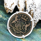VOC - Dutch East India Company Shipwreck 1790 LARGE 2 Duit Sterling Silver Pendant