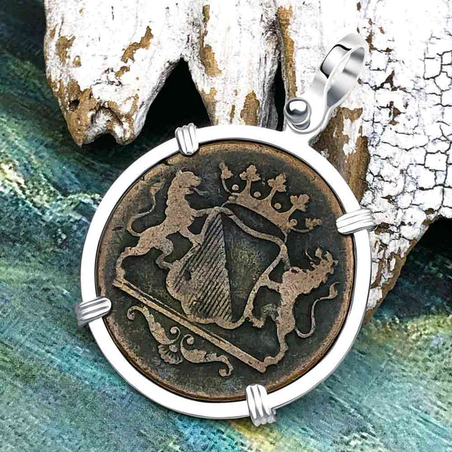 VOC - Dutch East India Company Shipwreck 1790 LARGE 2 Duit Sterling Silver Pendant