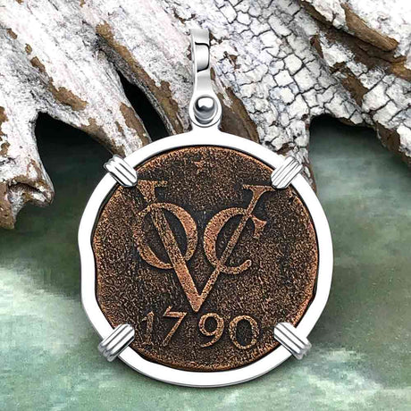 VOC - Dutch East India Company Shipwreck 1790 LARGE 2 Duit Sterling Silver Pendant