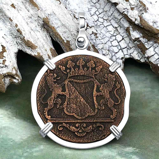 VOC - Dutch East India Company Shipwreck 1790 LARGE 2 Duit Sterling Silver Pendant