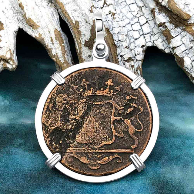 VOC - Dutch East India Company Shipwreck 1790 LARGE 2 Duit Sterling Silver Pendant
