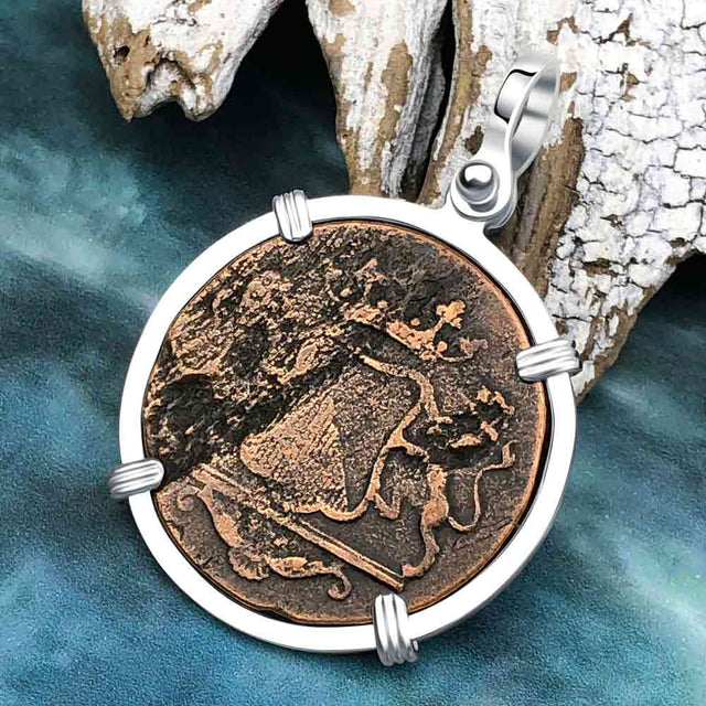 VOC - Dutch East India Company Shipwreck 1790 LARGE 2 Duit Sterling Silver Pendant