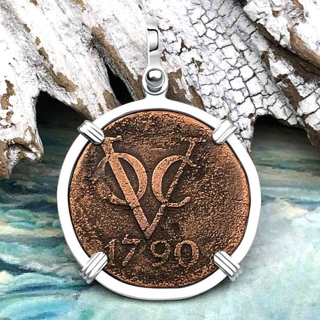 VOC - Dutch East India Company Shipwreck 1790 LARGE 2 Duit Sterling Silver Pendant