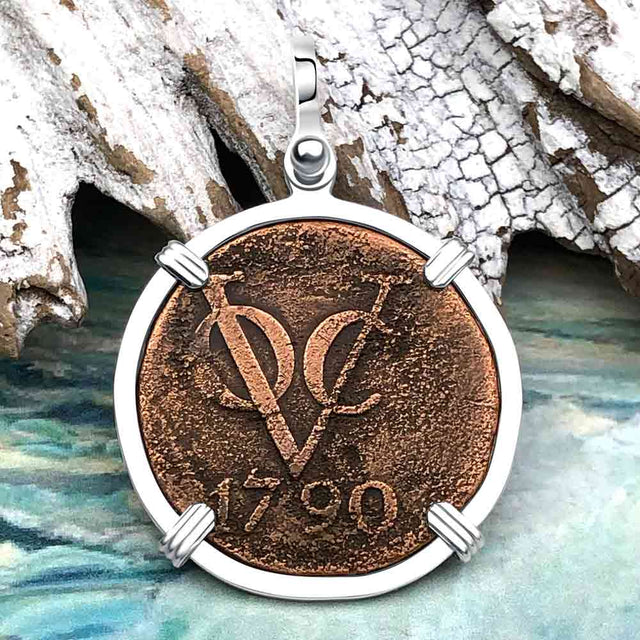 VOC - Dutch East India Company Shipwreck 1790 LARGE 2 Duit Sterling Silver Pendant