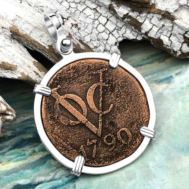 VOC - Dutch East India Company Shipwreck 1790 LARGE 2 Duit Sterling Silver Pendant
