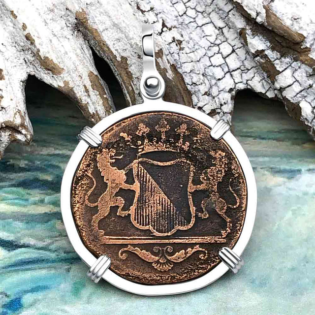 VOC - Dutch East India Company Shipwreck 1790 LARGE 2 Duit Sterling Silver Pendant