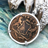 VOC - Dutch East India Company Shipwreck 1790 LARGE 2 Duit Sterling Silver Pendant