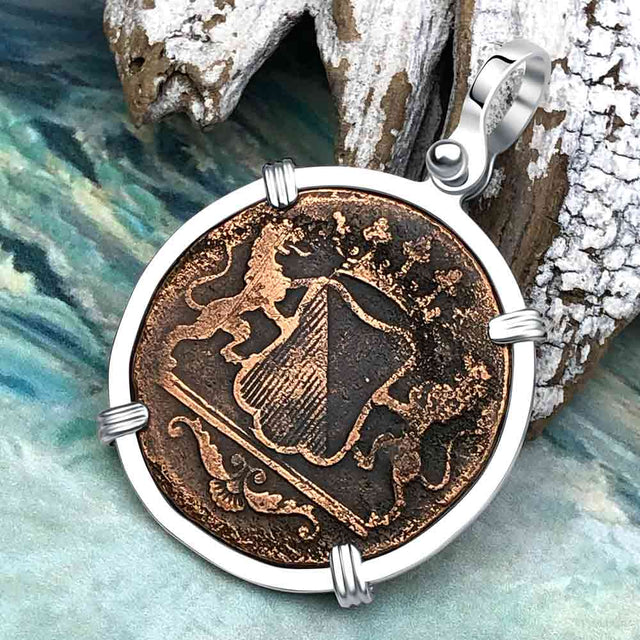 VOC - Dutch East India Company Shipwreck 1790 LARGE 2 Duit Sterling Silver Pendant