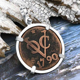 VOC - Dutch East India Company Shipwreck 1790 LARGE 2 Duit Sterling Silver Pendant