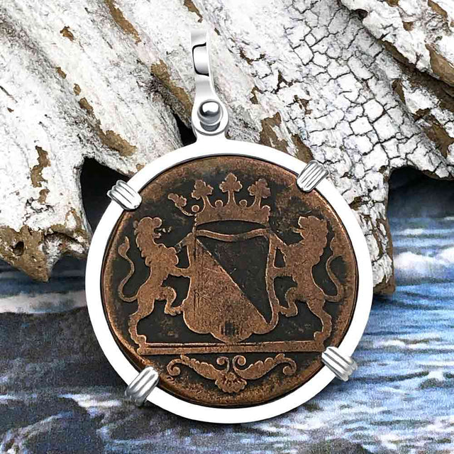 VOC - Dutch East India Company Shipwreck 1790 LARGE 2 Duit Sterling Silver Pendant