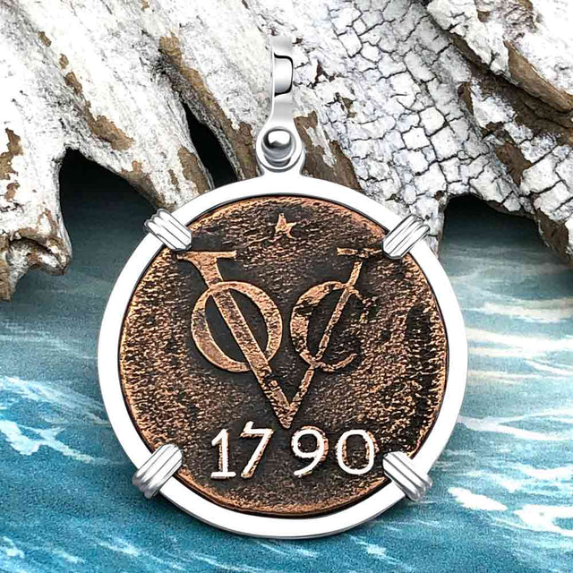 VOC - Dutch East India Company Shipwreck 1790 LARGE 2 Duit Sterling Silver Pendant
