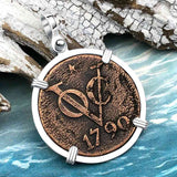 VOC - Dutch East India Company Shipwreck 1790 LARGE 2 Duit Sterling Silver Pendant