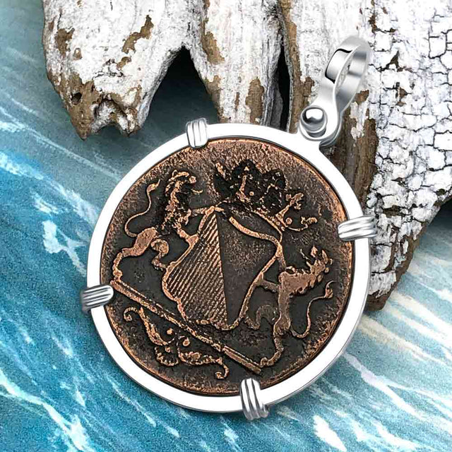 VOC - Dutch East India Company Shipwreck 1790 LARGE 2 Duit Sterling Silver Pendant
