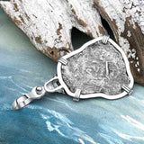 1669 Consolacion Shipwreck Skull and Cross Bones Spanish 1 Reale Piece of 8 Sterling Silver Pendant